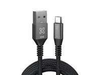 Klip Xtreme USB cable - 24 pin USB-C - 9 pin USB Type A - 3 m - Black - 30W Braided Fast charging